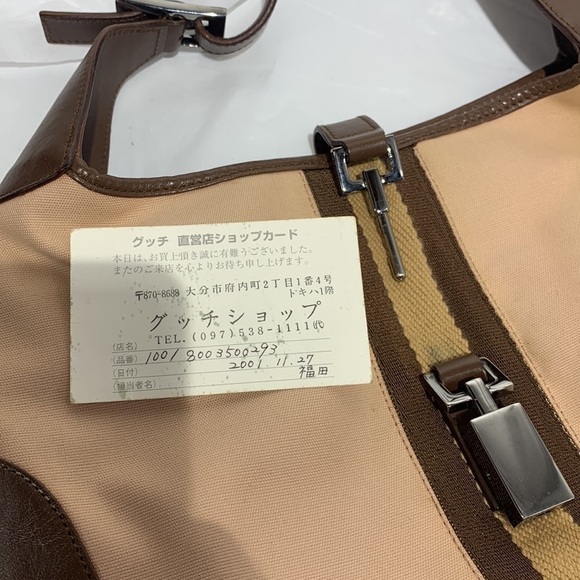 Gucci Vintage Blush Canvas & Brown Leather Jackie Leather & Canvas Shoulder Bag - Picture 12 of 15